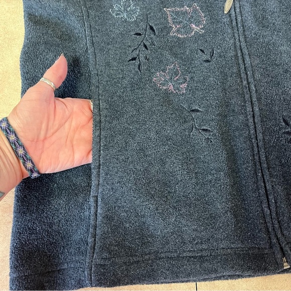 Northern Reflections Dark Blue Embroidered Fleece Vest - Picture 9 of 12